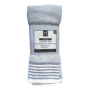 Member's Mark Plaid Leno 8 Piece 100% Cotton Kitchen Towel Set - Blue Cove